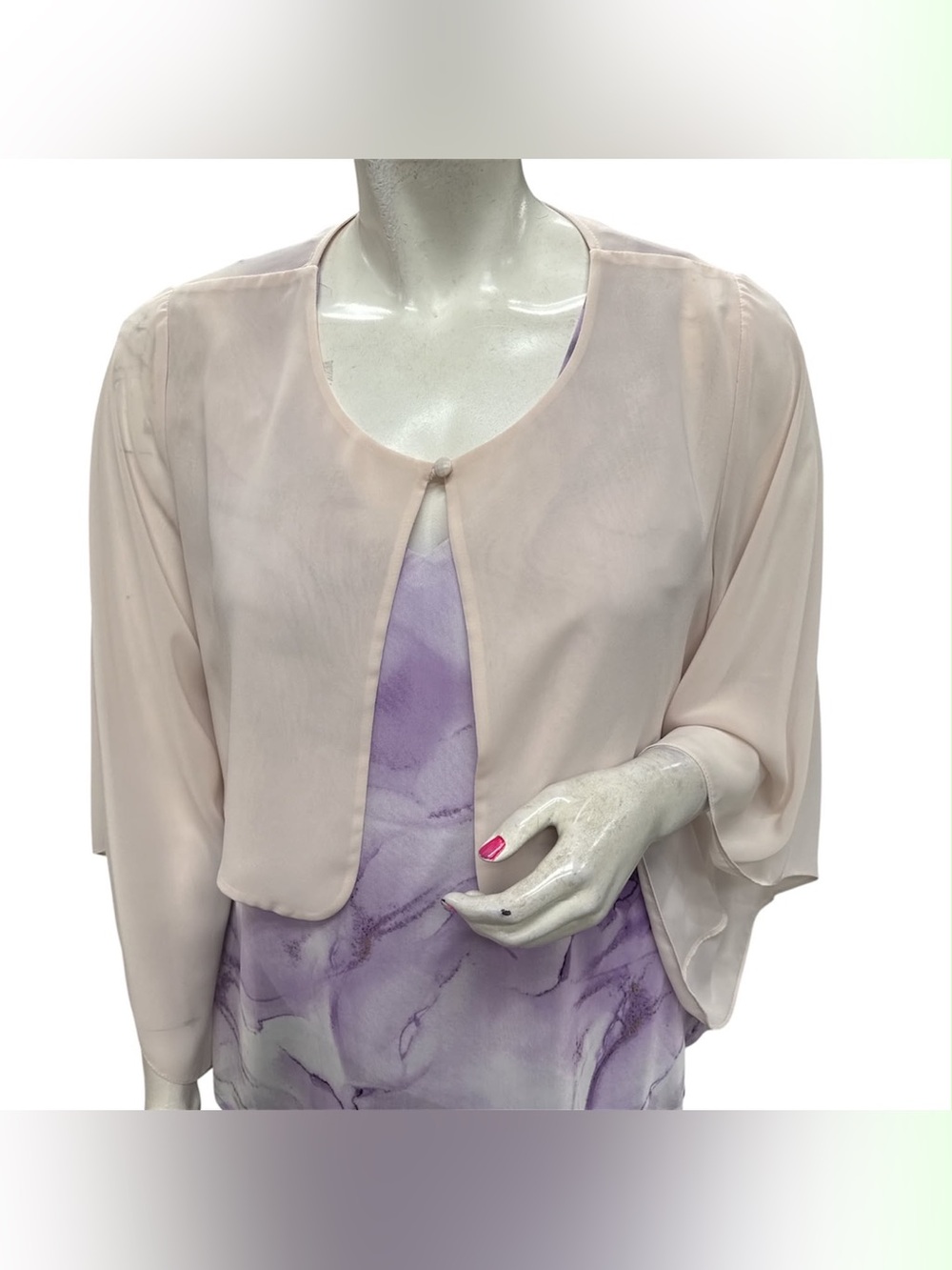 Laura NWT Sheer Light Blush Cropped Open-Front Bolero Size Xl